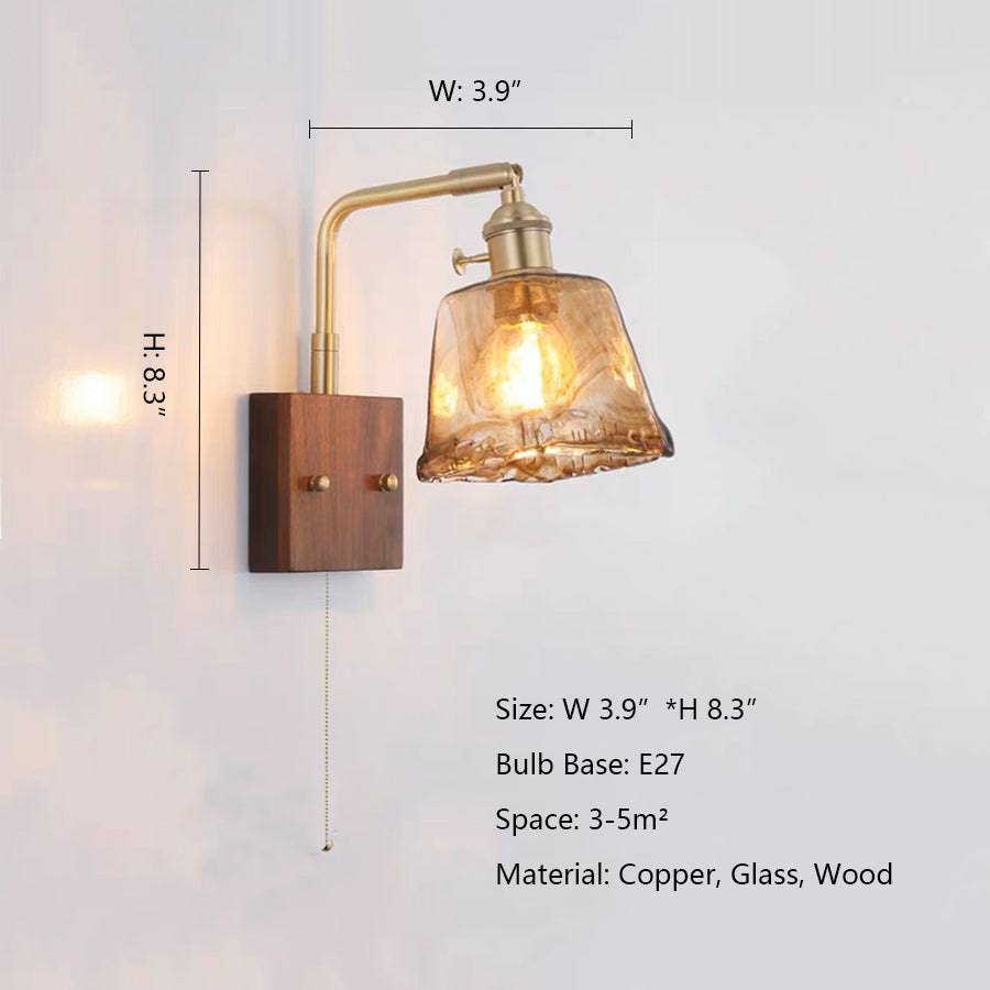 w3.9"*h8.3"American Industrial Copper Wall Light/Vintage Round/Square/UFO Shaped Wall Light for Bedroom/Living/Dinning Room