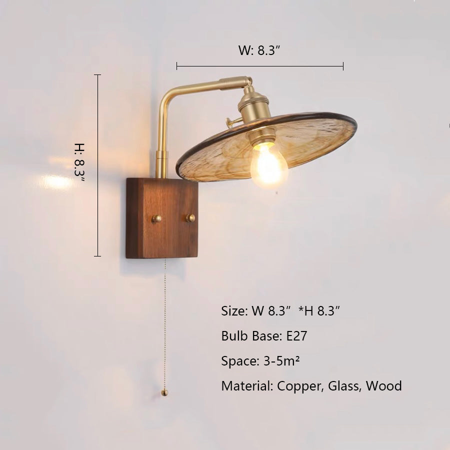w8.3"*h8.3"American Industrial Copper Wall Light/Vintage Round/Square/UFO Shaped Wall Light for Bedroom/Living/Dinning Room