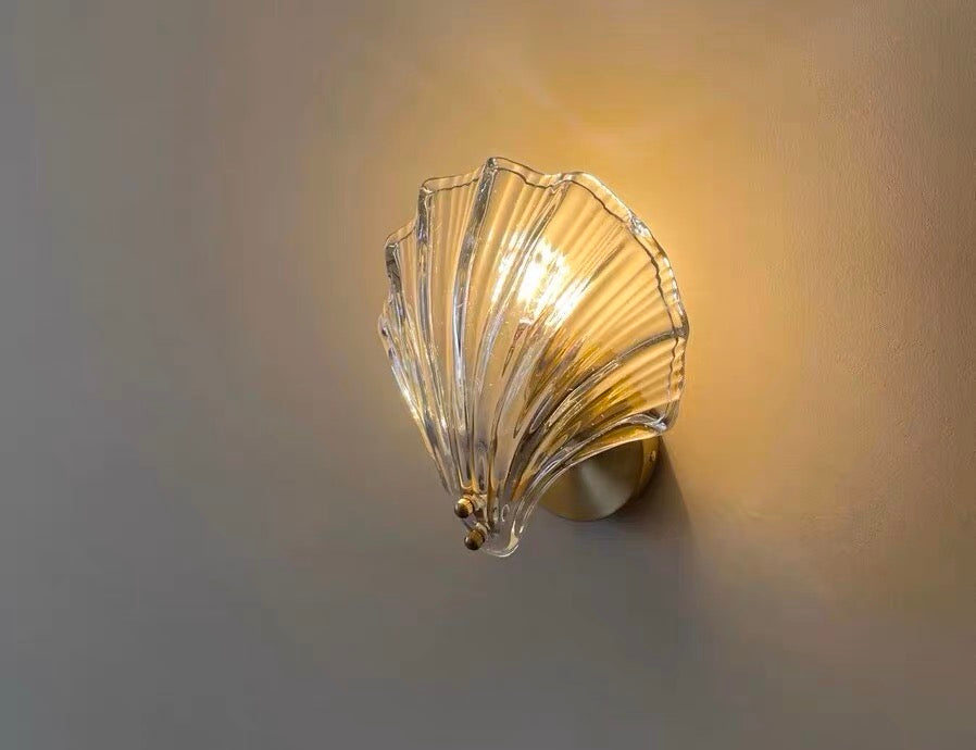 Aesthetic Baroque Seashell Shaped Glass Wall Light/Vintage Wall Light for Bedroom/Living Room/Hallway