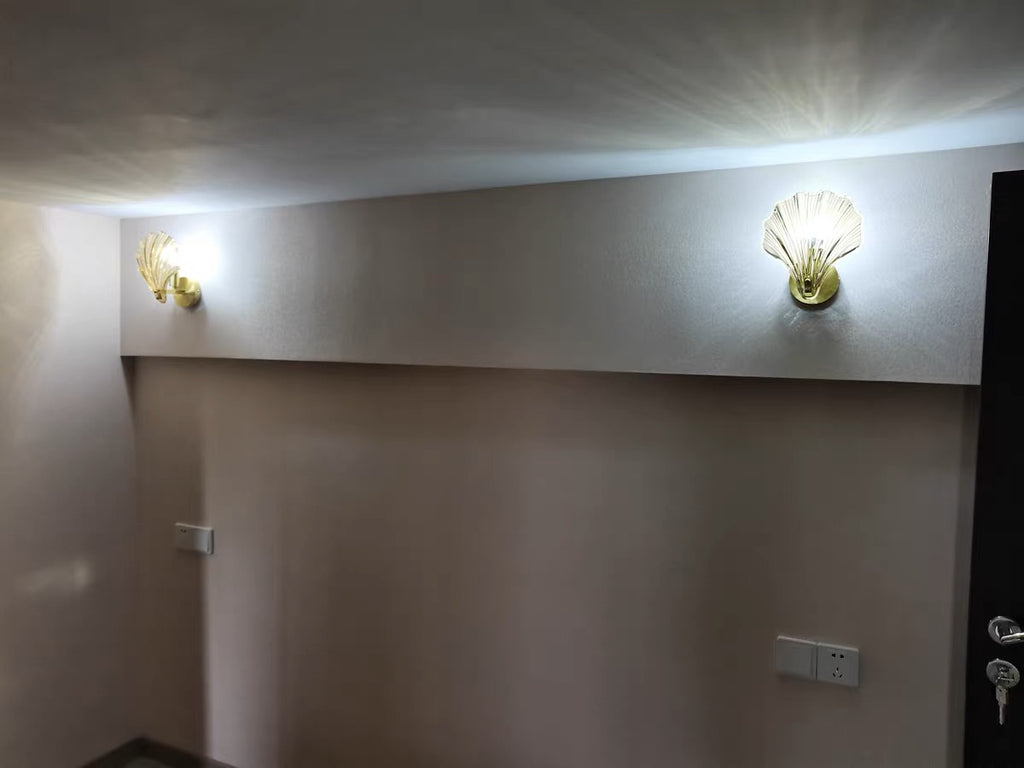 Aesthetic Baroque Seashell Shaped Glass Wall Light/Vintage Wall Light for Bedroom/Living Room/Hallway