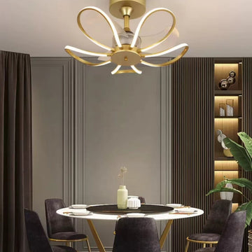Modern Art Floral Invisible Fan Ceiling Chandelier for Bedroom  Dining Room