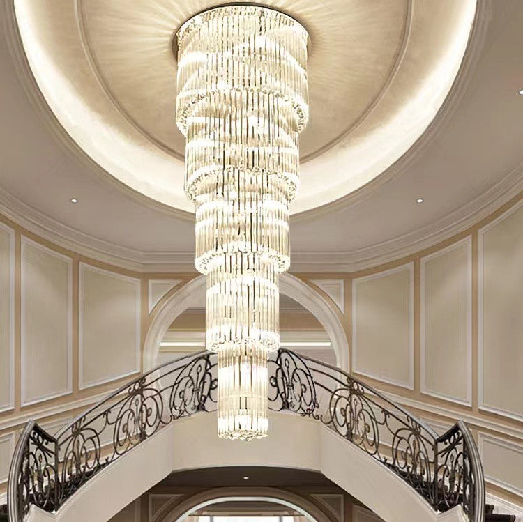 Extra Large Multi-layer Crystal Flush Mount Chandelier for High-Ceiling Space  Crystal, Stainless Steel, tiered