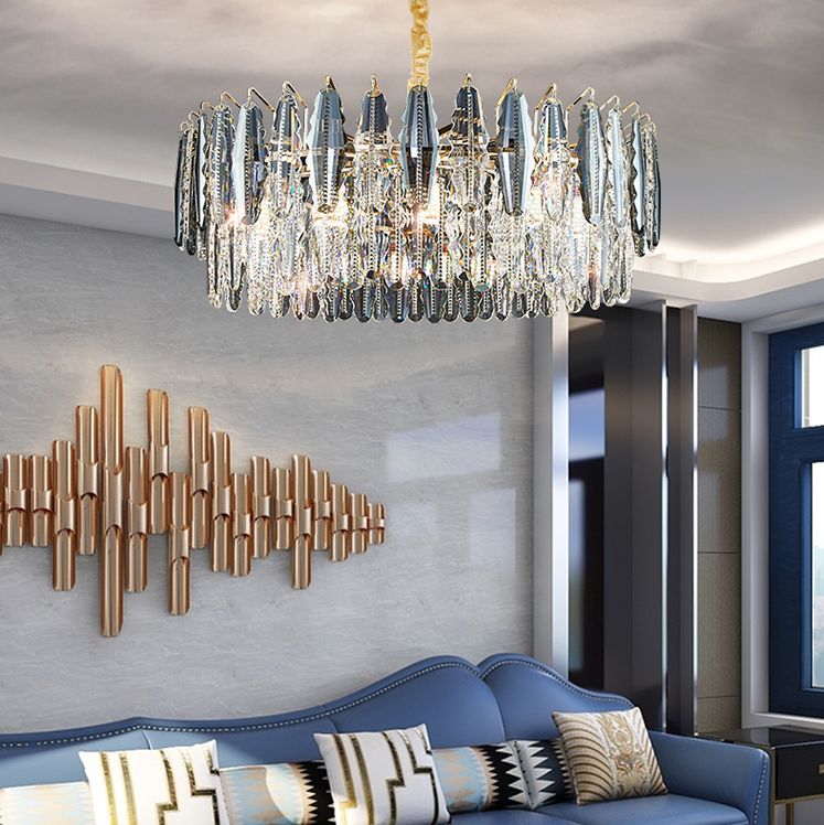 Modern Light Luxury Round Crystal Chandelier for Dining/ Living Room 