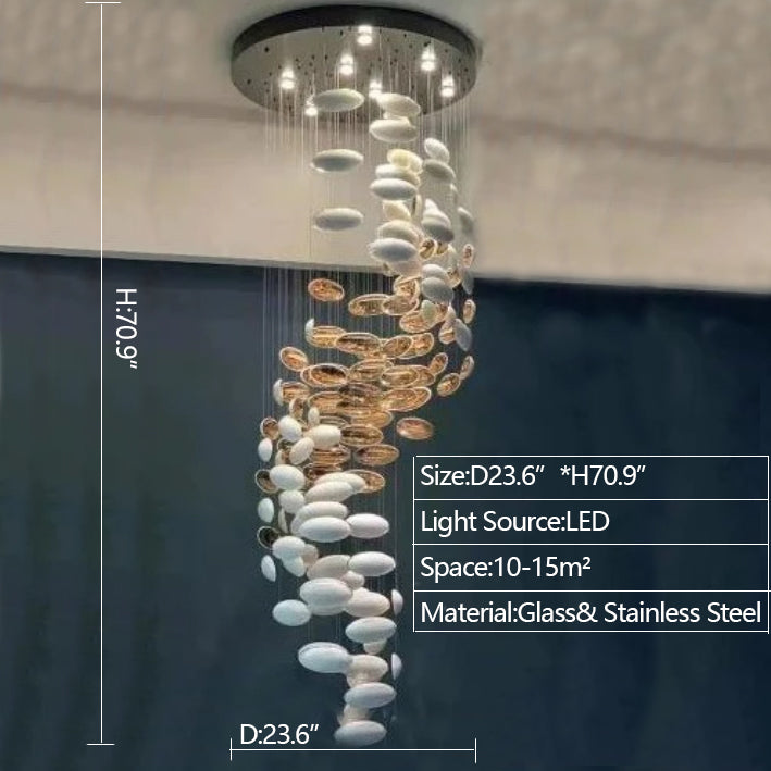   D23.6"*H70.9"Large artistic ceiling chandelier spin staircase light fixture for foyer/hallway/sales center