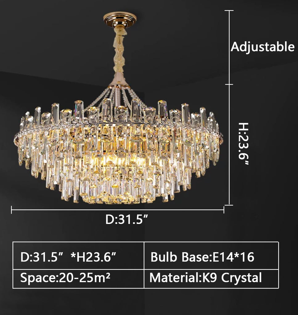 Round: D 31.5"*H 23.6" moderrn, light luxury, crystal, pendant, living room, bedroom, 