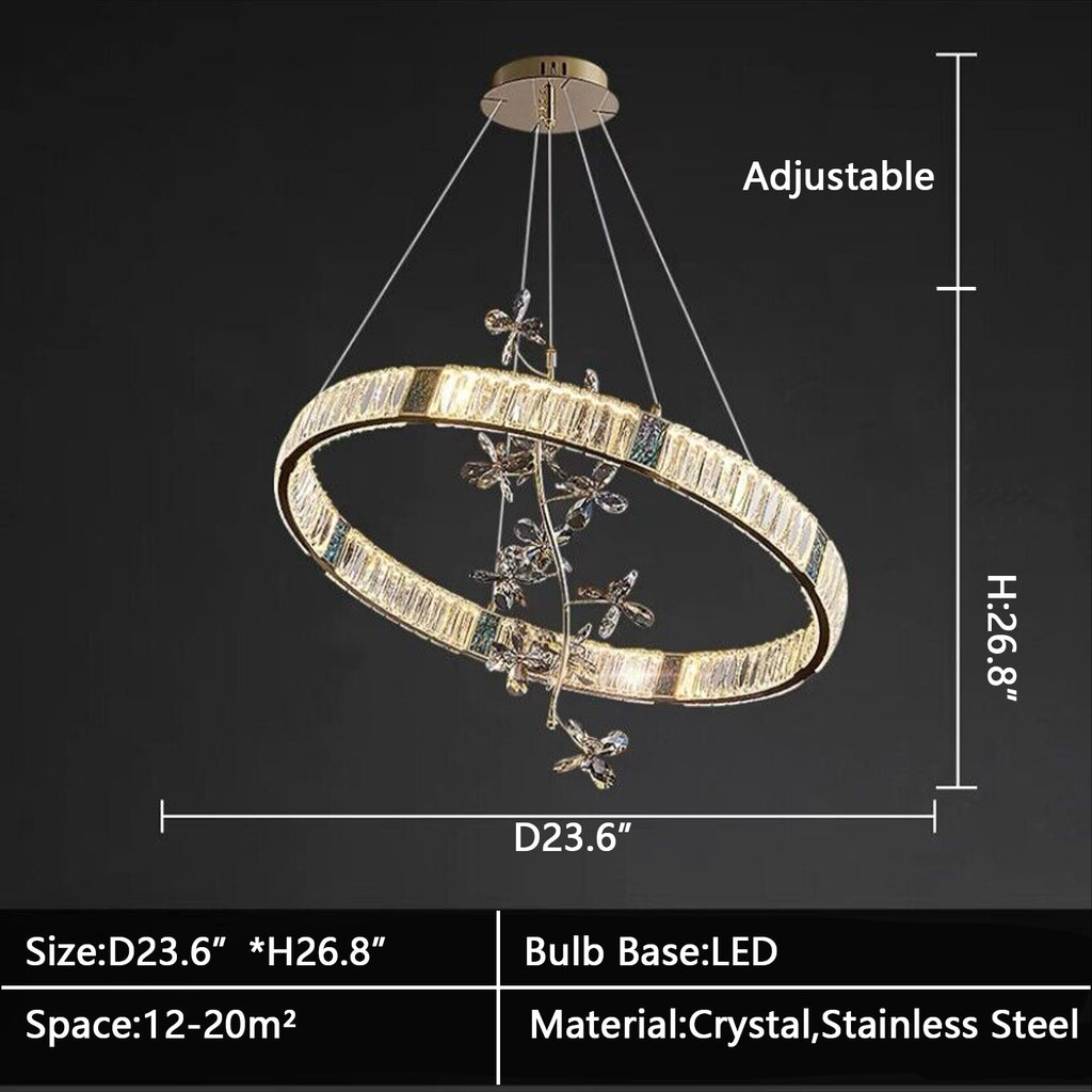 1Layer: D23.6"  ring, orbit, post-modern, crystal, light luxury, living room, petal, bedroom, dining table