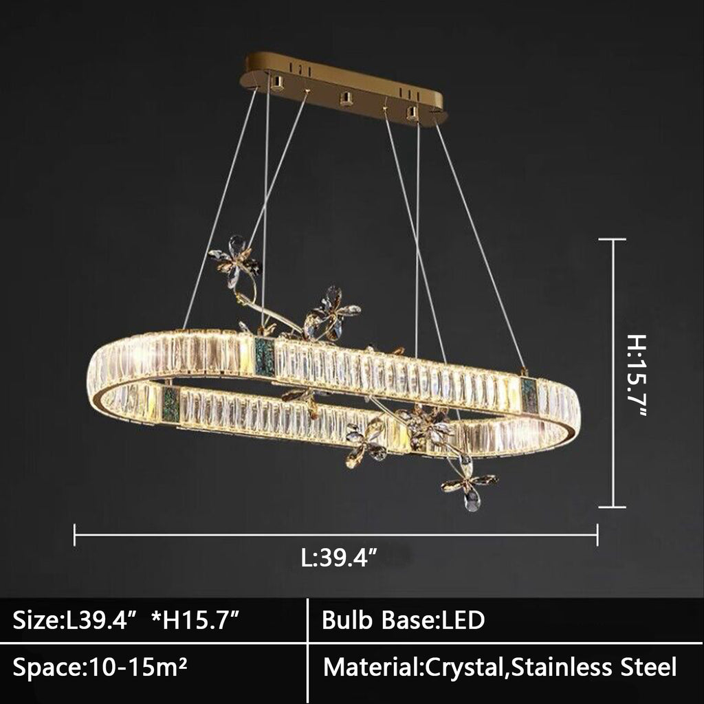 Oval: L39.4"  ring, orbit, post-modern, crystal, light luxury, living room, petal, bedroom, dining table