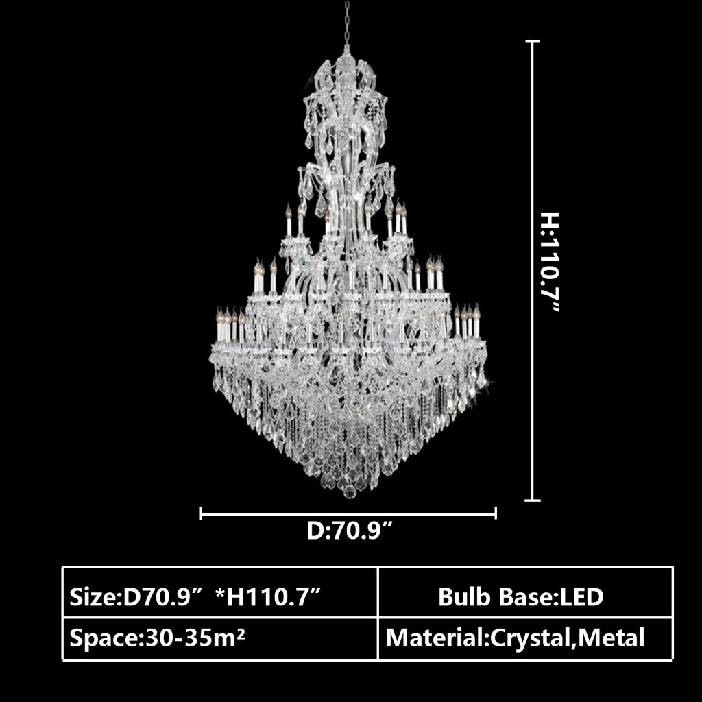 D70.9"*H110.7" extra large /oversized MAJESTIC MARIA THERESA 2-STORY CRYSTAL CHANDELIER candle branch foyer/hallway/entryway/hotel lobby/restaurant