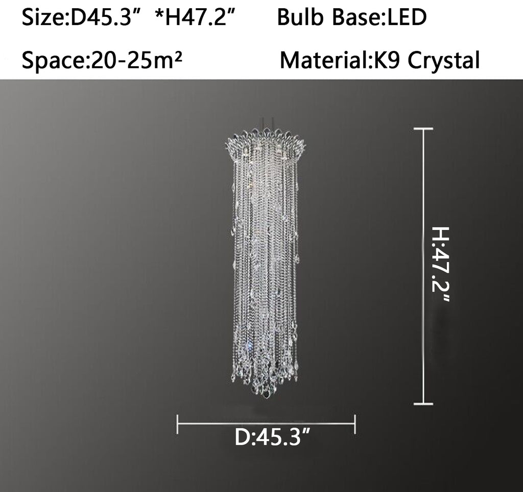 D45.3"*H47.2" long, cascade, tassel, branch, staircase, hing ceiling