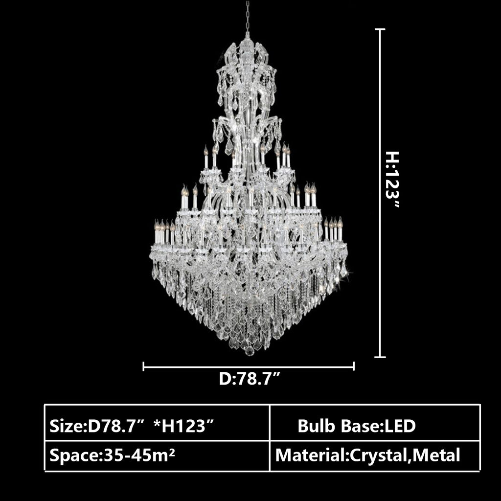 D78.7"*H123" extra large /oversized MAJESTIC MARIA THERESA 2-STORY CRYSTAL CHANDELIER candle branch foyer/hallway/entryway/hotel lobby/restaurant