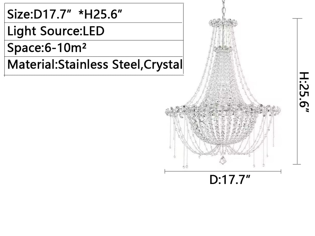 D17.7"*H25.6" High-end luxury crystal chandelier extra large /small italian romantic light modern princess decorative bedroom/living room/dining room/girl's room coffee shop/shopping mall /restaurant/cafe/wedding showroom.