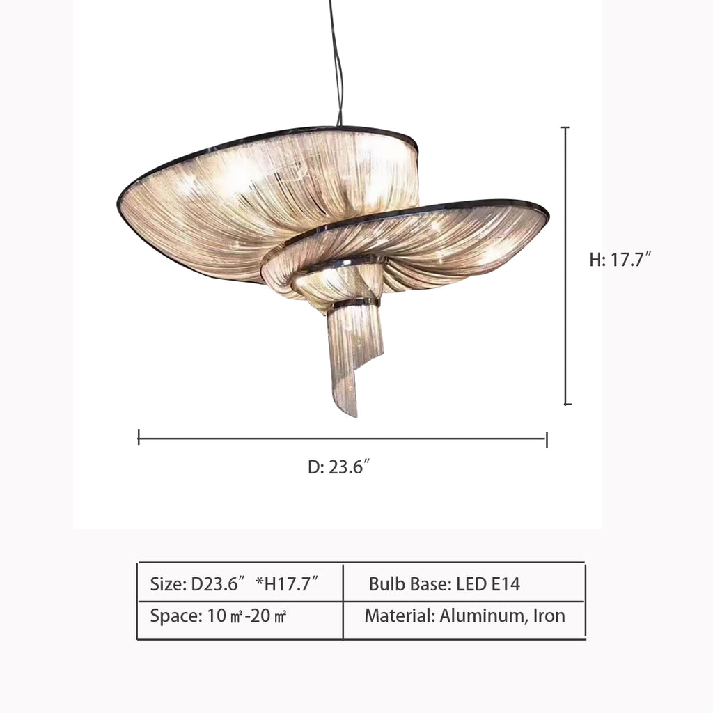 D23.6"*H17.7"   Epoque Suspension Lamp by Terzani    art, trendy, tessel, aluminum chain, chandelier, living room, unique, dining room, spiral