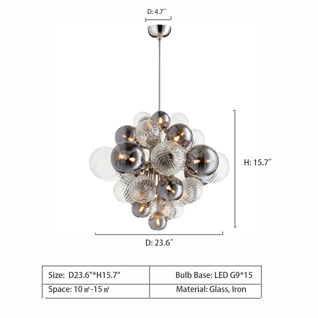 D23.6"*H15.7"  Medium Valence Pendant CYAN DESIGN  Rhombic Mutiple Bubble Clusyer Glass Pendant Chandelier for Living/Dining Room/Bedroom