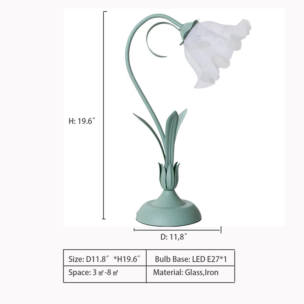 D11.8"*H19.6" Romantic Multi-Color Lily of the Valley Flower Table Lamp for Bedside/Study Desk  vintage green, cherry blossom pink and light grey   coffee table, natural, flower