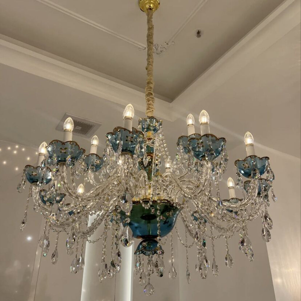 Modern blue crystal chandelier candle branch crystal light living room/bedroom/dining room lights Vogue Clarence  Light Chandelier french-style romantic lights