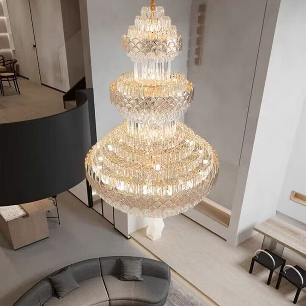 Extra large empire round crystal chandelier for big house/villa/duplex building/2-story buildings foyer/staircase/ living room coffee shop/bar/restaurant/shopping mall