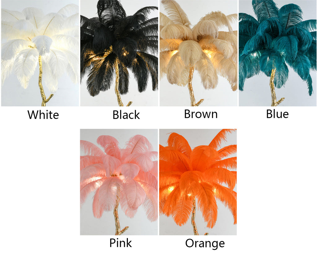 Modern Art Ostrich Feather Table Light French Light Luxury Living Room Bedroom Ins Decorative Ambient Lighting Colorful feather :Pink White Black Blue Orange Brown cooper/brass/resin table lamps for bedside/study/dining table/coffee table/bar