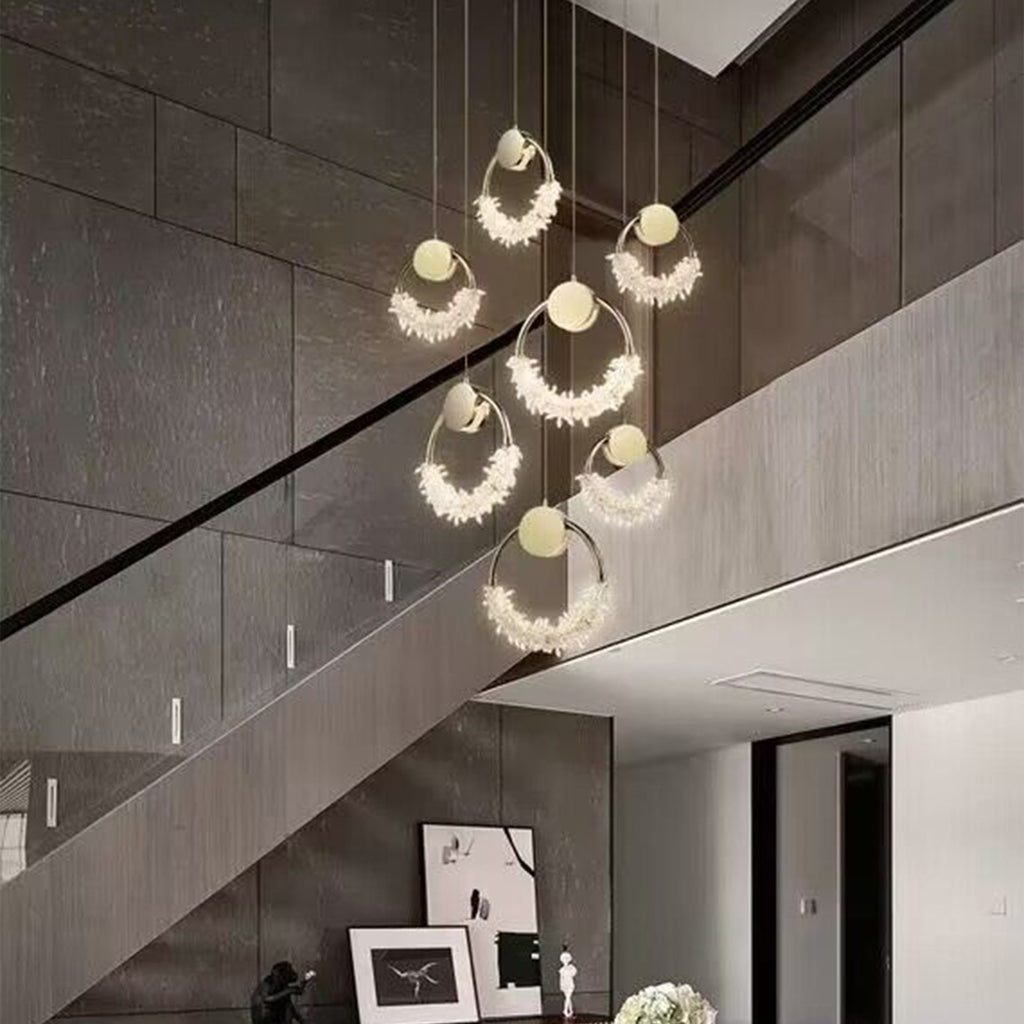Modern Art Creative Ring Gold/Black Crystal Chandelier Nordic Entryway/Dining Room Pendant Light  