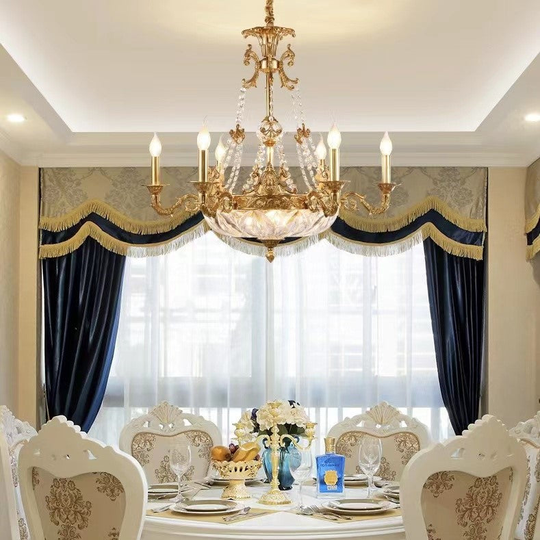 light luxury, European, gold, crystal, pendant, candle, chandelier, living room, bedroom, dining room