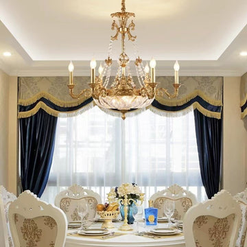 light luxury, European, gold, crystal, pendant, candle, chandelier, living room, bedroom, dining room