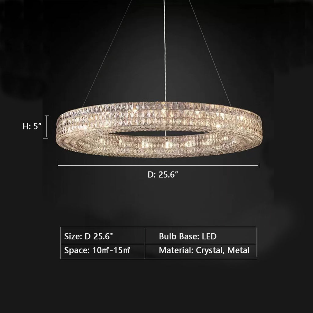 D: 25.6"  Crystal Nimbus Ring Chandelier Modern / Contemporary Light 59" W  , ring, crystal, pendant, oversized, extra large, for large room, for big living room, round dining table