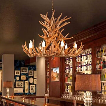 antler, retro, antique, vintage, rustic, resin, pendant, chandelier, living room, dining room, cafe, bar, restaurant 