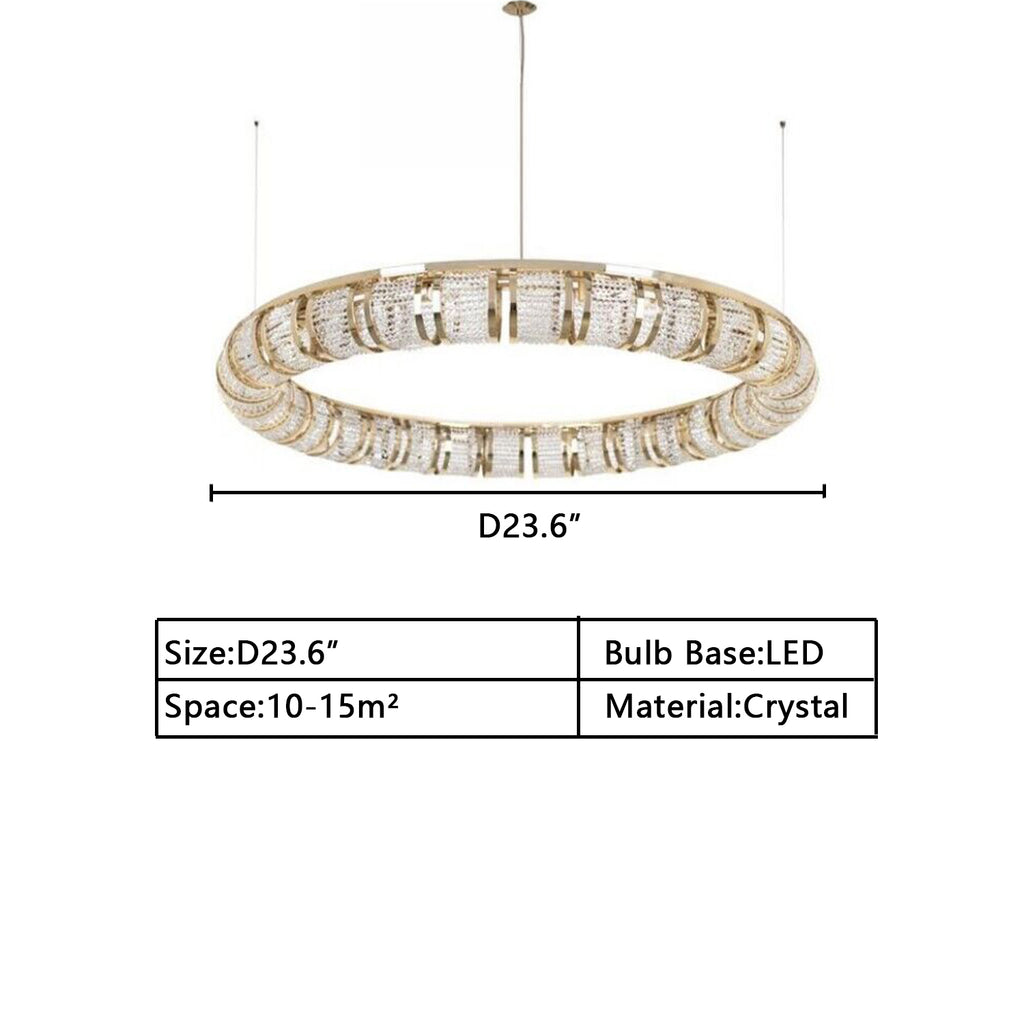 D23.6inches Modern round crystal chandelier pendant light for living room/dining room