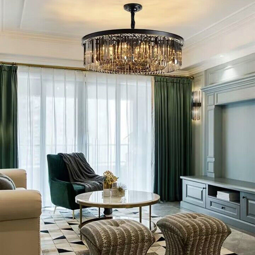 Jennaya Crystal Chandelier in Black by Safavieh See more from Safavieh  extra large oversized crystal chandelier for living room/foyer/hallway 
