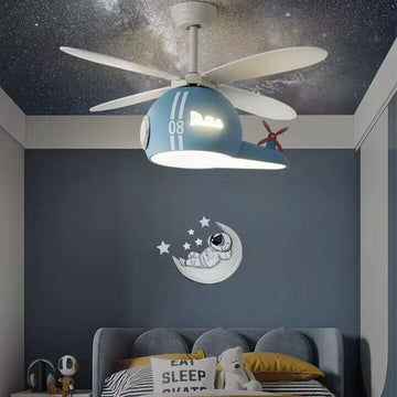 Macaron Children’s Airplane Fan Light Creative Cartoon Helicopter Ceiling Fan Bedroom Lamp   Fan Light