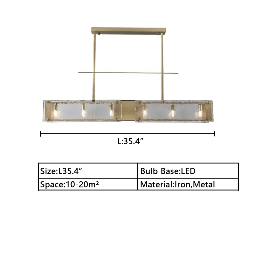 L35.4inches EXTRA long glass chandelier ceiling gold pendant light for dining table/kitchen island