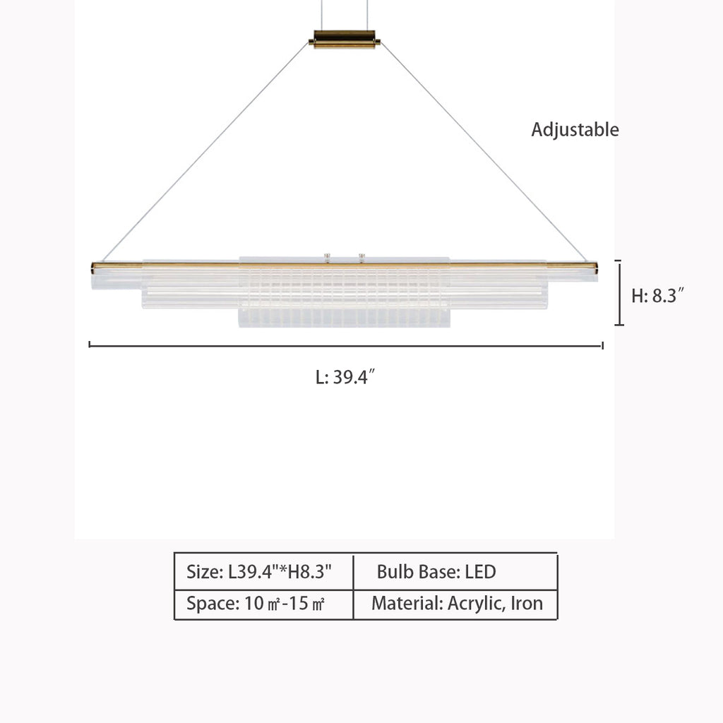 L39.4"*H8.3"  BUYnBLUE Hanging lamp Ombria Deluxe  Coax Pendant    Nordic Art Long Multi-Layer Cylinder Avant Pendant Chandelier for Dining Room, pipe, gold, bar, kitchen island, dining area