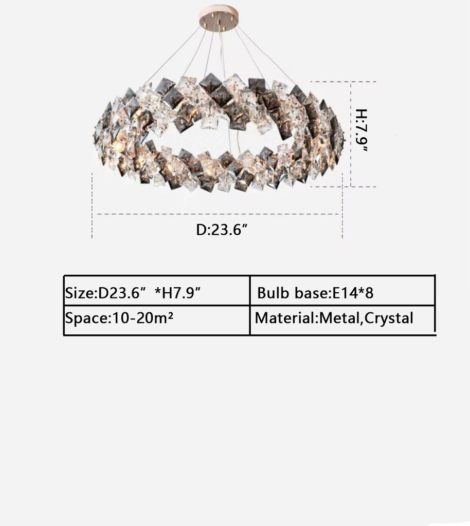 D23.6 inches modern round 8 lights crystal chandelier for living room bedroom dining table/coffee table/bar