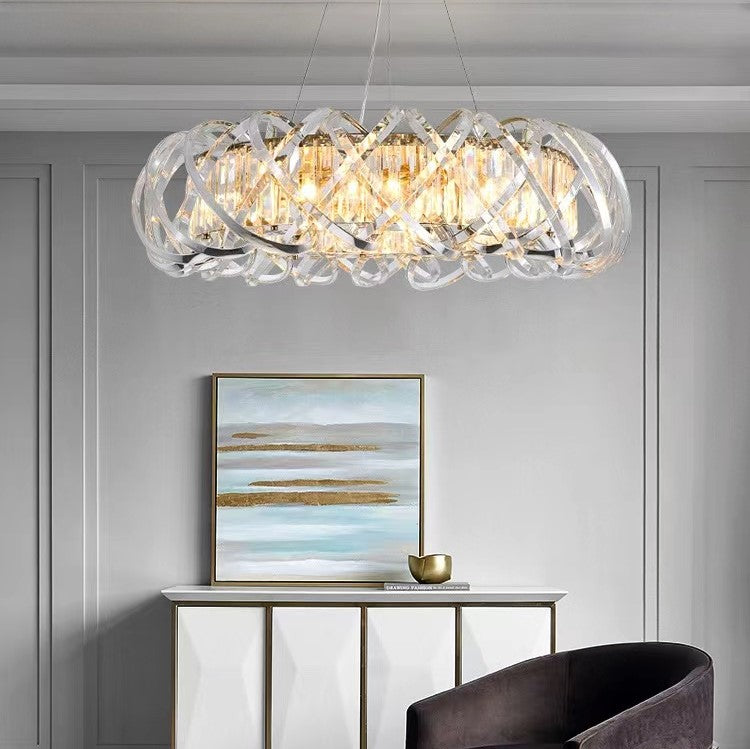 2023 New Art Crossed Shell Transparent Crystal Chandelier Suit for Dining/Living Room 