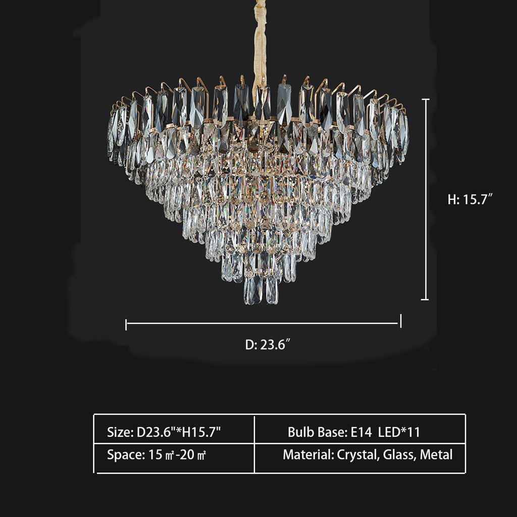 D23.6"*H15.7"  Modern Tiered Round Crystal Chandelier for Living Room/Bedroom  Crystal, Glass, Metal  Modern Tiered Round Crystal Chandelier Home Ceiling Light Fixtures for Living Room/Dining Room