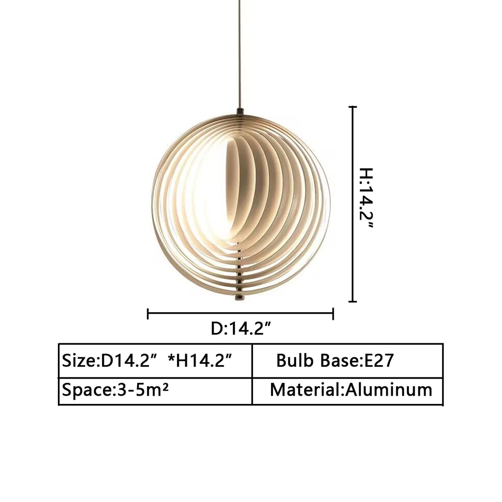 D14.2" Verpan Moon Small White decorative pendant light nordic simple creative pendant light for bedroom study dining table/small table/coffee table/bar/bedside/kidsroom/nursery room   34CM LIGHT 