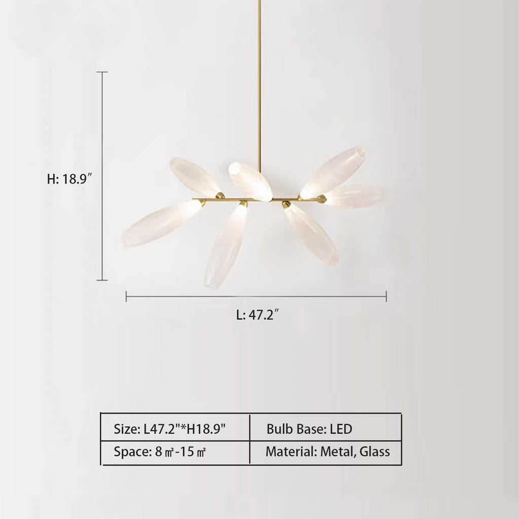 L47.2"*H18.9"  Extra Large Scandinavian Minimalist Floral Glass Pendant Chandelier for Dining Area   Gem Suspension Light Giopato and Coombes , 2019