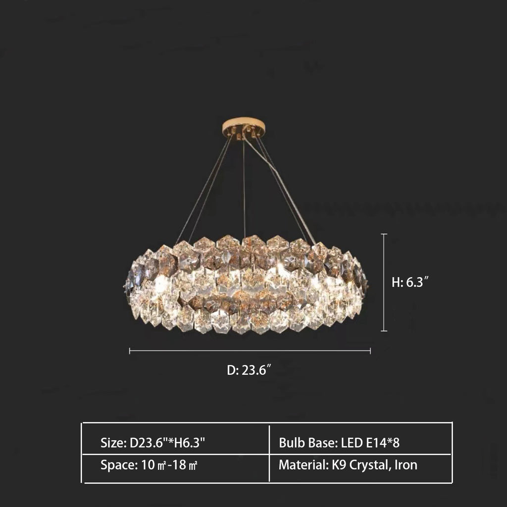 Round: D23.6"*H6.3"  Light Luxury Flower Petal Chandelier Suit for Living/Dining Room/ Bedroom  Round, Oval