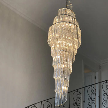 Modern spiral crystal chandelier extra large/oversized crtsral light silver/chrome,gold staircase crystal light glass stairwell crystal chandelier 