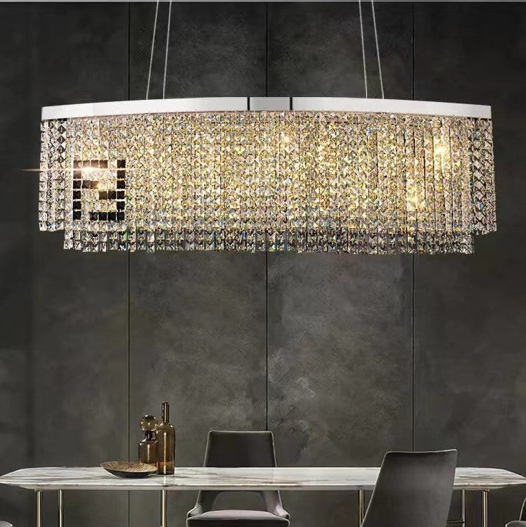 rectangle, tiered, oversized, extra large, for large space, for long dining table,  chandelier, crystal