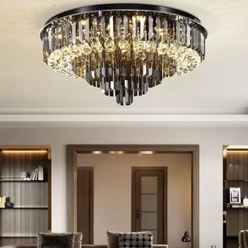 Fire and Ice Crystal Flush Mount Chandelier  extra large black crystal light  ceiling large crystal chandelier 3-tier clear chandelier 
