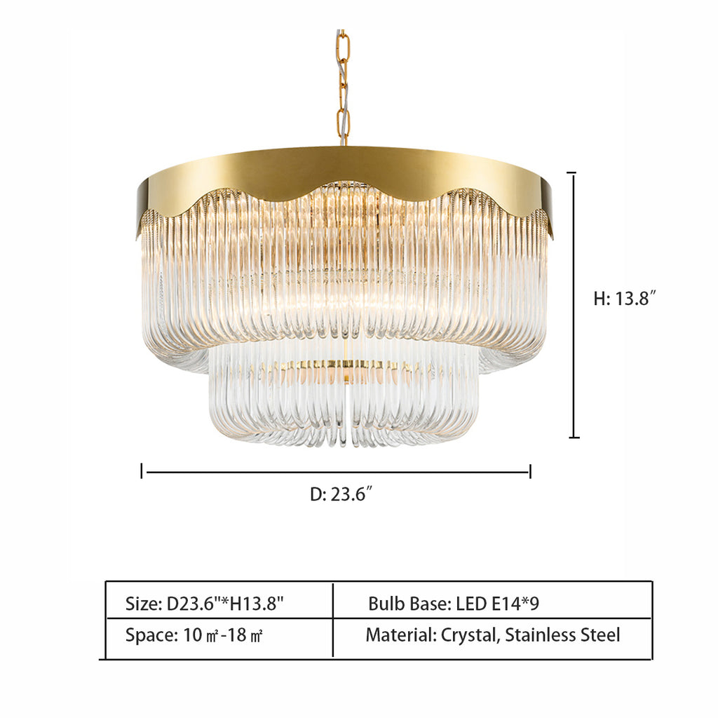 D23.6"*H13.8"   Italian Light Luxury Crystal Ceiling Chandelier in Gold Finish for Living/Dining Room