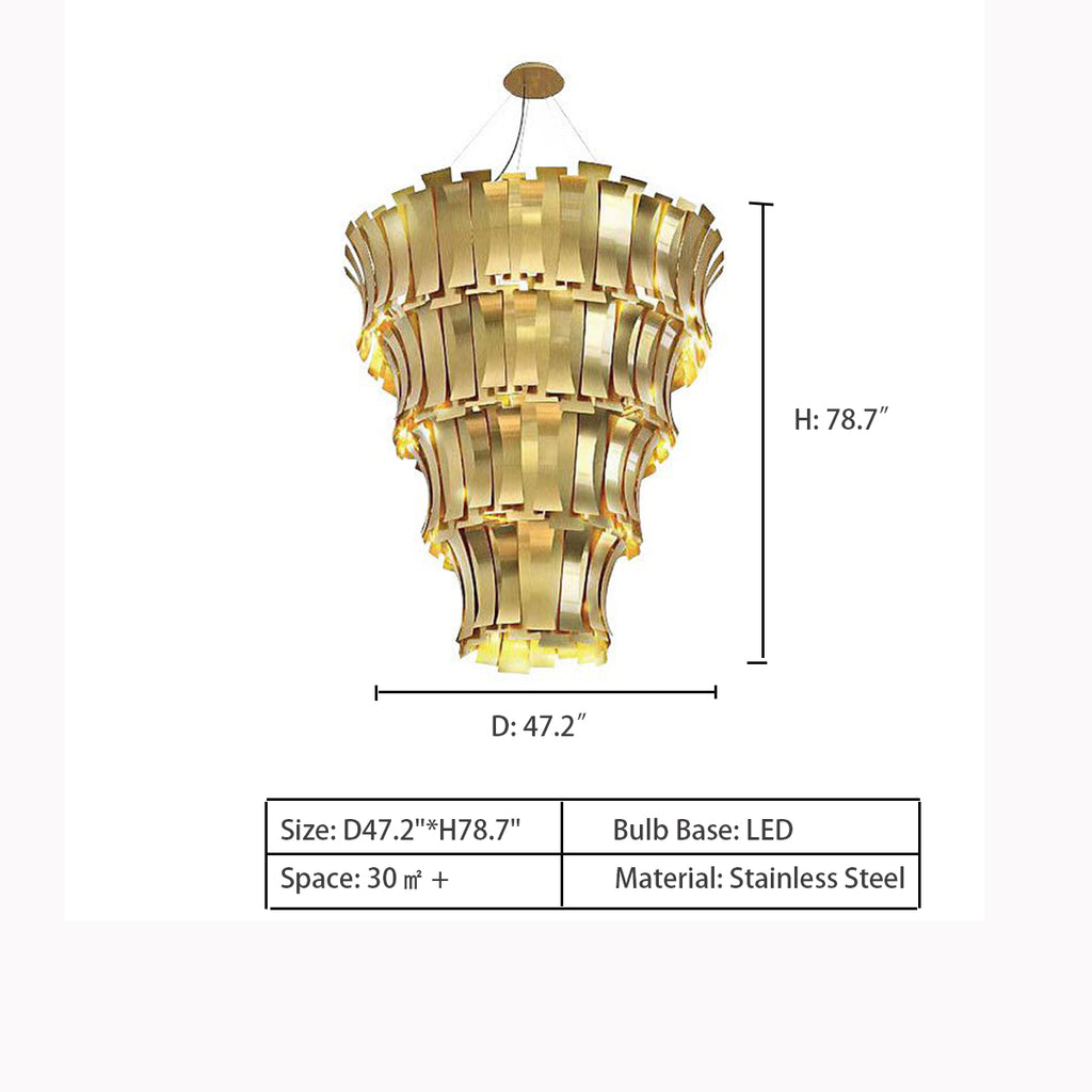 D47.2"*H78.7"  Kronleuchter / Art Deco DV4080 CLEAR CRYSTAL   ETTA CHANDELIER SUSPENSION by Delightfull  extra large, oversized, gold, luxury, tapering, tiered, chandelier, two-story foyer,  two-story living room, loft, villa, duplex