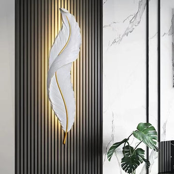 Modern Wall Wash Lights, Nordic Modern Creative Feather Light Led Wall Lamp Bedroom Bedside Lighting Living Room Tv Background Wall Decoration Resin Lamp