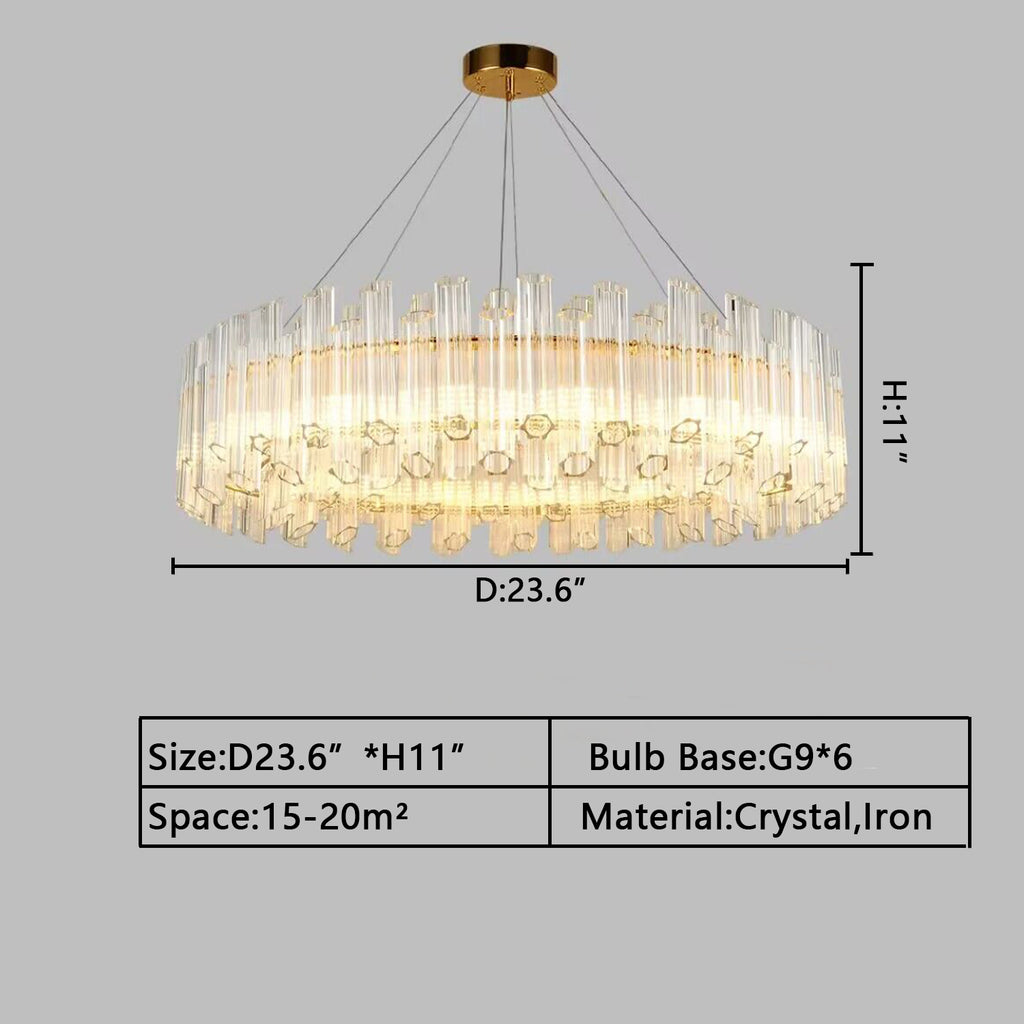 D23.6inches*H11inches 6Lights cielo round pendant light michael nordic crystal chandelier round-tube living room/dining room light fixture