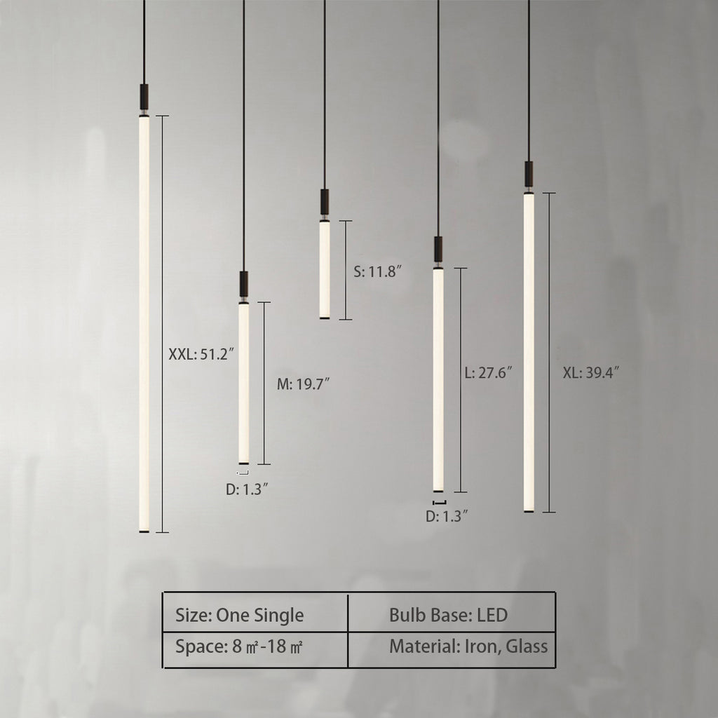 One Single   modern, black, iron, straight, long cone, pendant, dining table, bedroom, loft, staircase, scandinavian, nordic, minimalist