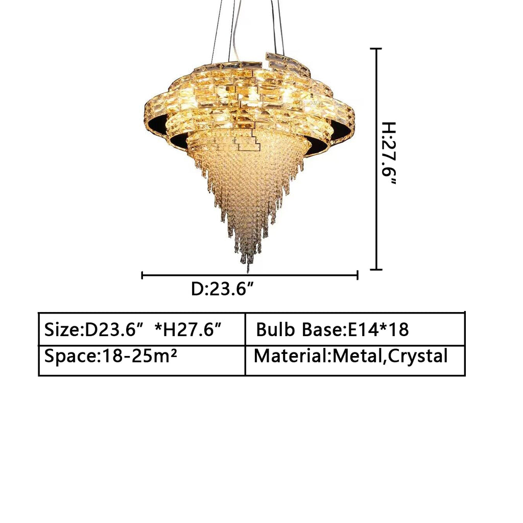 D23.6inches*H27.6inches 18 Lights Art horn gold tassel crystal chandelier for kitchen island/coffee/dining table /bar.dining room,living room,bedroom,foyer,restaurant,coffee shop