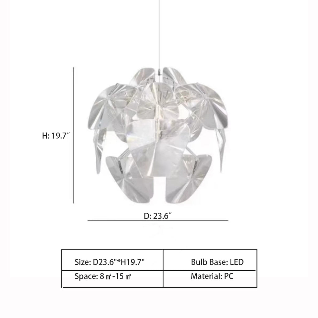 D23.6"*H19.7"  Hope Suspension Lamp by Luceplan   Art Geometric Transparent Slices Collection Sphere Pendant Chandelier for Living/Dining Room 