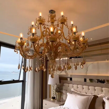 Candle branch gold crystal chandelier retro dining room/living room/bedroom light fixture 