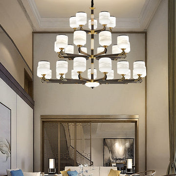 antique, multilayer, Chinese, glass, brass, jade, high-ceiling,