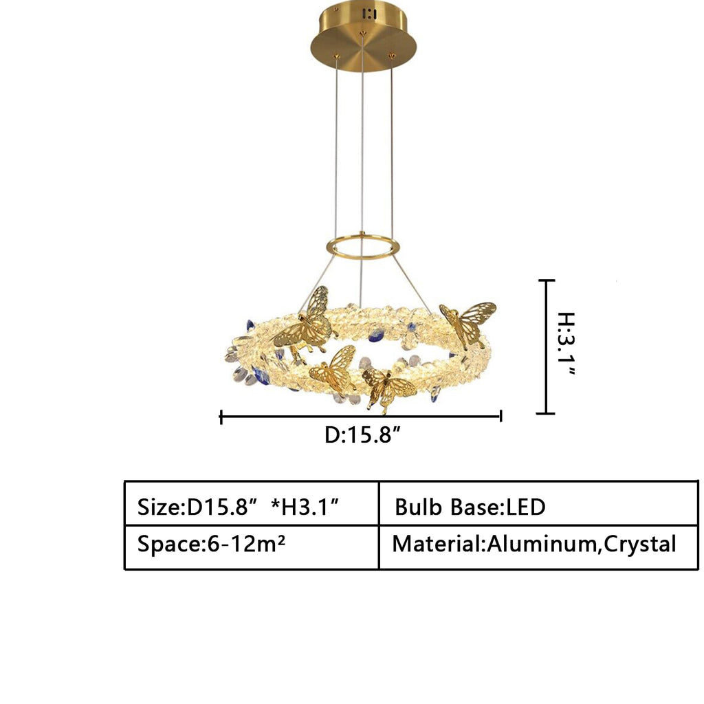 D15.8inches Small Butterfly Gold Crystal chandelier  Ceiling LUuxry art LIGHT for dining room/living room/bedroom/kitchen/restaurant 